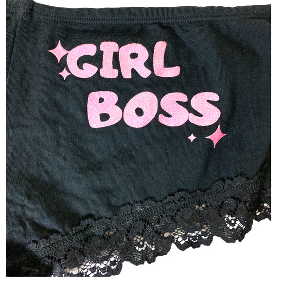 Girl Boss Black GirlBoss Panty LARGE Glitter Pink Cotton Hipster Unique NEW - Picture 2 of 3